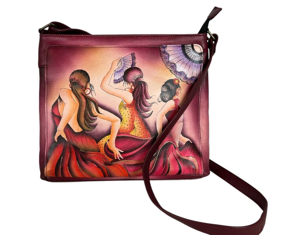 Anna by Anuschka Flamenco Fiesta Organizer Crossbody Purse Handbag 8371 NWOT